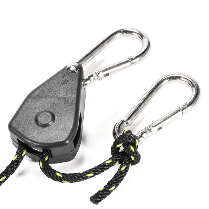 Outdoor Rope Hanger Ratchet Tie Down Strap With Carabiner Hook